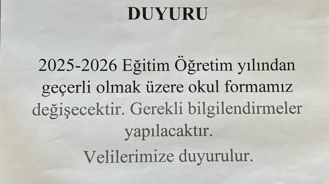 Okul Formamız ile ilgili değişiklik!!!